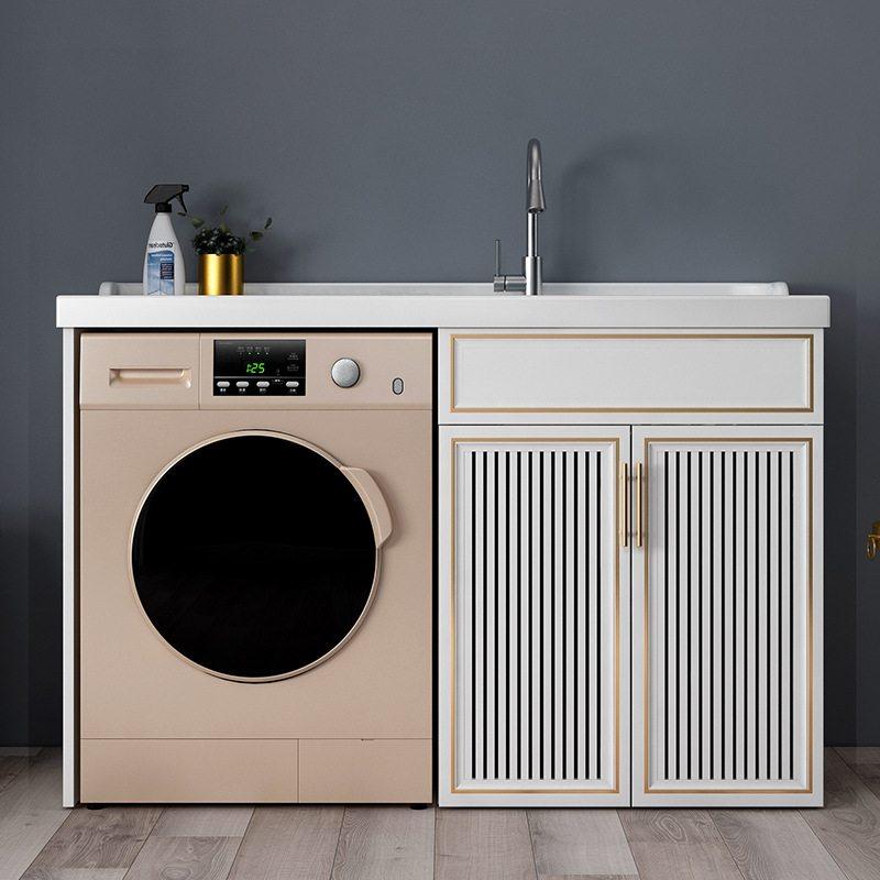 熠达阳台柜太空铝洗衣机柜带搓衣板可切角洗衣机伴侣高低盆洗衣盆,家装主材,洗衣机柜,淘宝优惠券,粉丝福利购,淘宝优惠卷