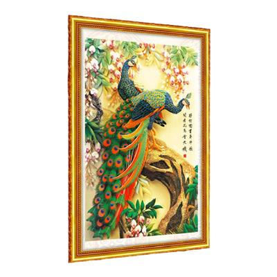 孔雀水晶砖石方钻客厅餐厅十字绣