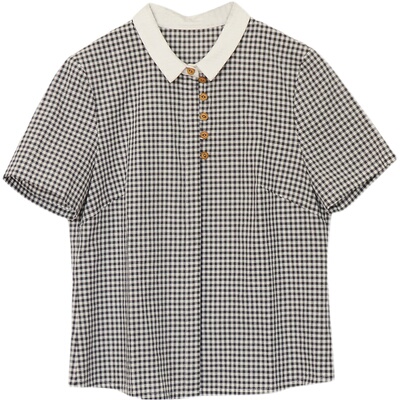 前世今生复古文艺色织格翻领衬衫