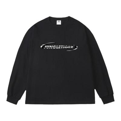 丛林老虎立体logo印花长袖t恤男