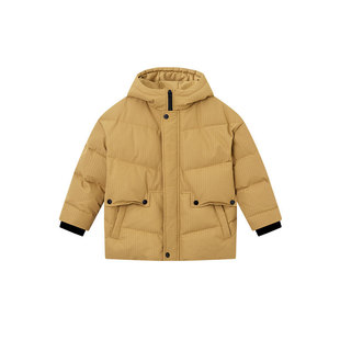 男童连帽羽绒服冬季新款儿童鸭绒面包服外套锈红色新年款110~160