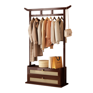 挂衣架中古风衣服置物架家庭落地衣架客厅非实木结实耐用外套挂架
