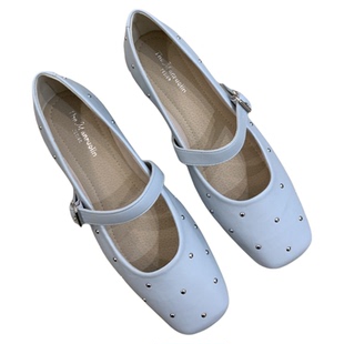 法式复古风铆钉玛丽珍鞋2026春季新款温柔优雅方头内增高浅口单鞋