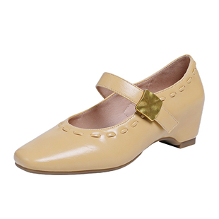 内增高玛丽珍鞋女2026春季新款方头一字扣浅口百搭小个子高跟单鞋