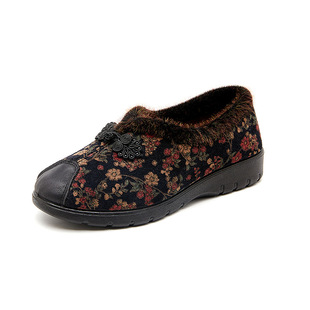 老年人二棉鞋女妈妈秋冬季软底防滑老人鞋子老太太老北京布鞋薄绒