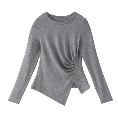 LIMONN |精挚剪裁时髦ROW系莱赛尔轻解构显瘦腰间抽褶长袖百搭T恤