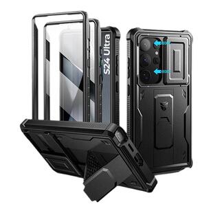牧行者适用三星S24Ultra手机壳S25ultra防摔带支架S24Plus户外保护套25双前盖S24镜头滑盖推拉盖FE防刮软全包