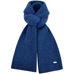 高级感蓝色系极简纯色百搭针织围巾男女同款冬季韩系情侣保暖围脖