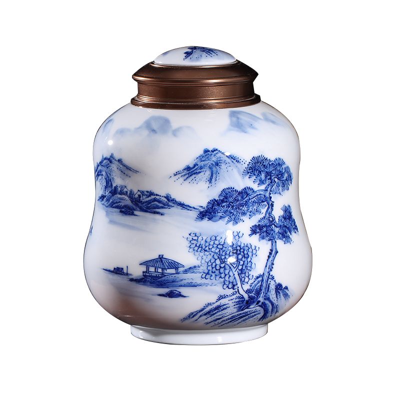 景德镇陶瓷器摆件双层储茶罐包邮