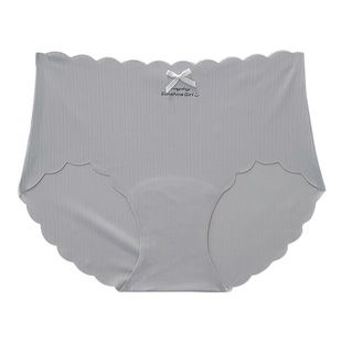 一片式冰丝奶皮少女无痕内裤可爱卡通插画全棉底裆透气中腰三角裤