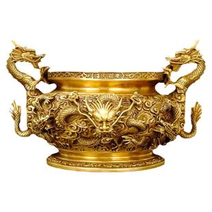 铜香炉九龙鼎摆件大号居家用客厅熏炉室内中式佛堂祠堂双龙聚宝盆