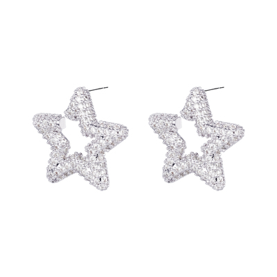 999纯银夸张耳钉女五角星