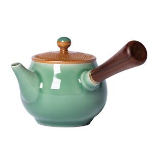 龙泉青瓷正品 侧把壶泡茶壶单壶家用陶瓷功夫茶具纯手工高档跳刀