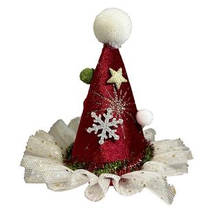 蕾丝立体圣诞帽发夹子头饰头发卡子女圣诞节日拍照道具发饰氛围感