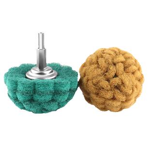 带柄百洁布磨头蘑菇型抛光轮纤维尼龙头不锈钢拉丝电动除锈打磨头