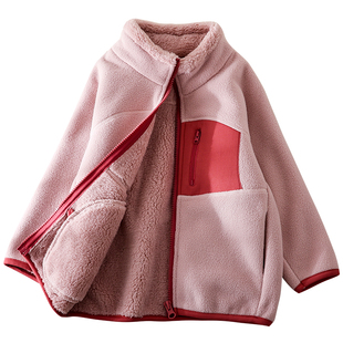 蔚未来女童外套秋冬款洋气童装儿童加绒加厚摇粒绒亲子装保暖上衣