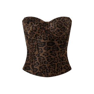 CORSELET  经典野生豹纹鱼骨胸衣外穿束腰修身美背内搭抹胸上衣