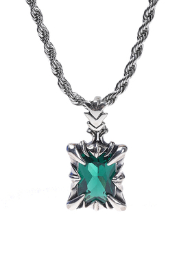 LUXTA绿宝石纯银嘻哈项链潮牌