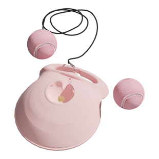 网球带绳训练器底座单人打回弹高弹耐打比赛用球初学者粉色网球