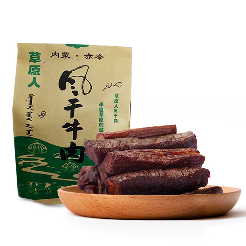 内蒙古风干牛肉干手撕果木碳烤张