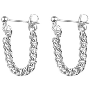 s925纯银针耳钉男简约冷淡风女复古街头个性耳环单只耳链港风耳饰