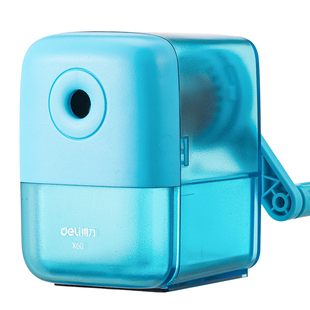 得力手摇卷笔刀小学生专用削笔器小型自动进铅手摇式转笔刀儿童削笔刀不卡铅手动刨笔机美术生专用素描削笔器