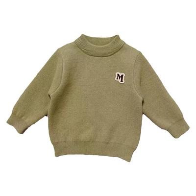 男童一体绒毛衣秋冬季儿童打底衫圆领宝宝内搭2025新款加绒针织衫