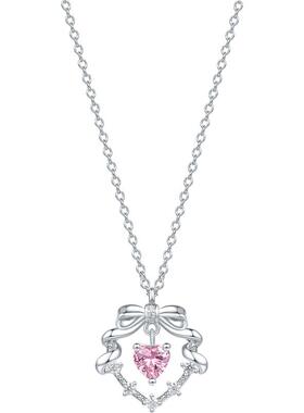 周六福S925银爱心项链女