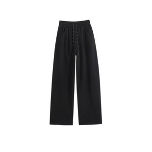 阔腿裤女2026新款春秋宽松垂感高个子加长直筒休闲高腰弯刀卫裤子