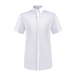 夏季白色短袖男衬衫商务正装修身职业酒店物业客服工作服女衬衣