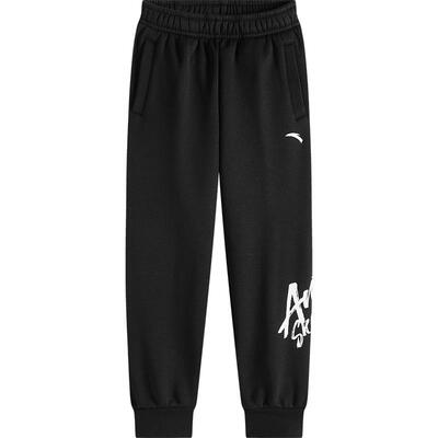 安踏儿童男女童针织加绒长裤