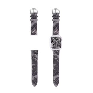 原创黑皮铆钉豹纹iwatch8表带S9S76SE创意新款辣妹表带41mm45mm