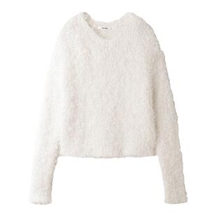 SNIDEL秋冬简约百搭V领毛绒感圆领宽松针织衫毛衣SWNT235084