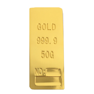 仿真金条金砖定制 铜镀金梯形金条样品 银行投资金砖道具摆件