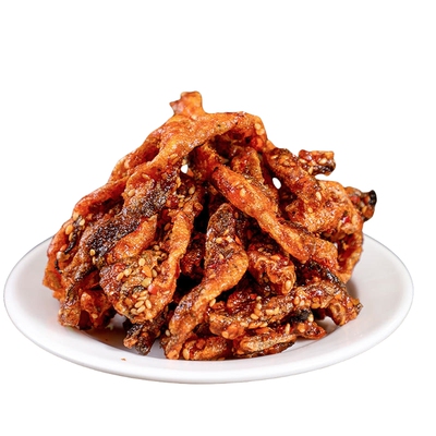 香辣即食鳕鱼皮麻辣甜辣鱼皮脆零食蜜汁海鲜下饭下酒小吃休闲零食
