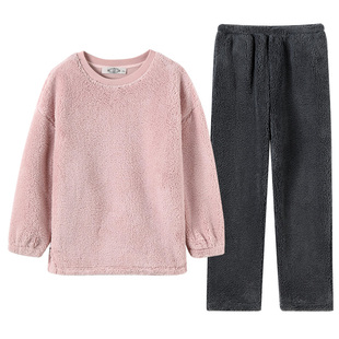 【五折清仓】美标珊瑚绒套装冬保暖家居服加厚舒棉绒男女套头睡衣