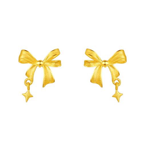 周六福黄金耳钉女星梦心甜酷少女系列足金计价送女友节日礼物