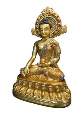 紫金莲黄铜祝福藏式释迦