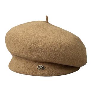 韩国款优雅大帽头显脸小褶皱画家帽女秋冬保暖简约纯色羊毛贝雷帽