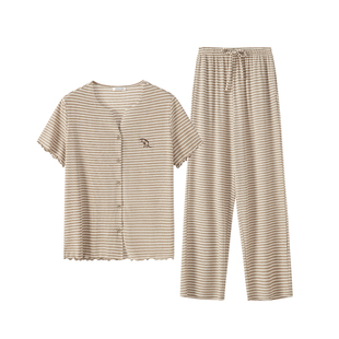 【条纹睡衣】伊维斯条纹睡衣套装秋冬可外穿短袖长裤家居服套装