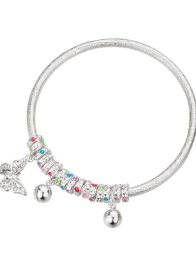 顺庆银楼足银9999环彩铃手镯