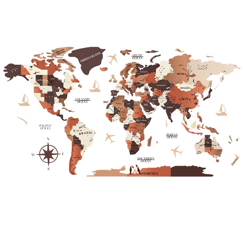 世界地图艺术感高端软装墙贴客厅装饰画LED灯光版国潮壁画定制