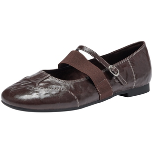 热风平底玛丽珍鞋26年春季新款复古浅口单鞋一字带女鞋H24W26104