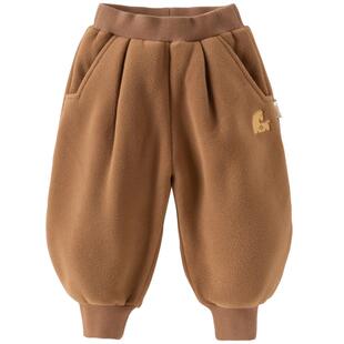 戴维贝拉儿童2026冬装女童男童摇粒绒裤子加厚束脚裤宝宝大pp裤