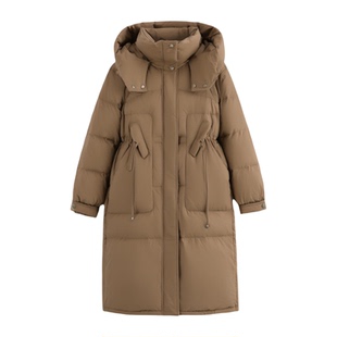 鸭鸭品牌羽绒服女冬季新品中长款过膝加厚极寒保暖连帽宽松外套YZ