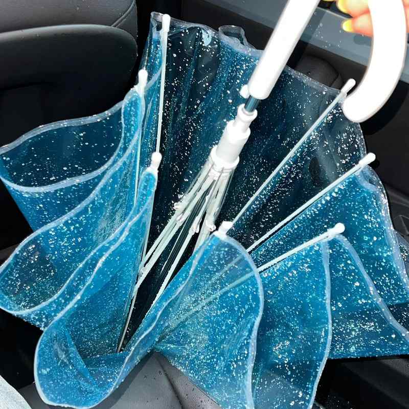 透明鲸鱼雨伞女生高颜值暴雨加大加厚全自动长柄伞拍照绝美出片