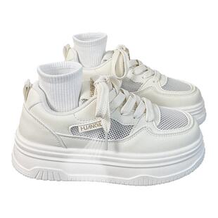 环球厚底小白鞋女2026夏季新款薄款网面透气鞋子百搭休闲松糕板鞋