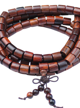 老挝酸枝手串个性桶珠交趾黄檀