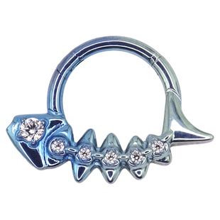 ShinmaF-136钛合金鱼骨头镶钻鼻中隔环耳蜗环亚比可爱小众饰品