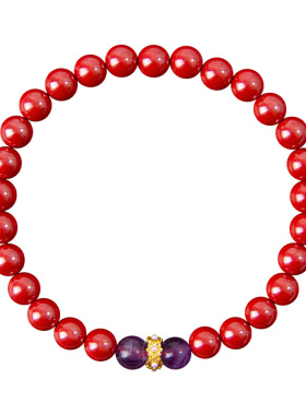 天然紫水晶朱砂手链送女朋友礼物